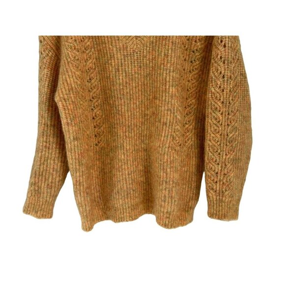 J. INE Cable Knitted V-Neck Sweater Pullover Yellow Heather Size Large - Picture 5 of 8